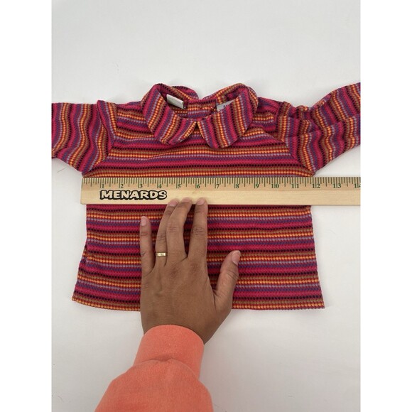 VTG Sesame Street Knit Top Bright Striped Y2K Shirt Peter Pan Collar Vibrant - Picture 7 of 9